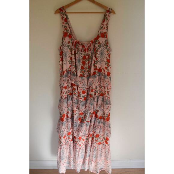 Anthropologie Sleeveless Square-Neck Tiered Midi Dress Size 1X - Picture 4 of 8